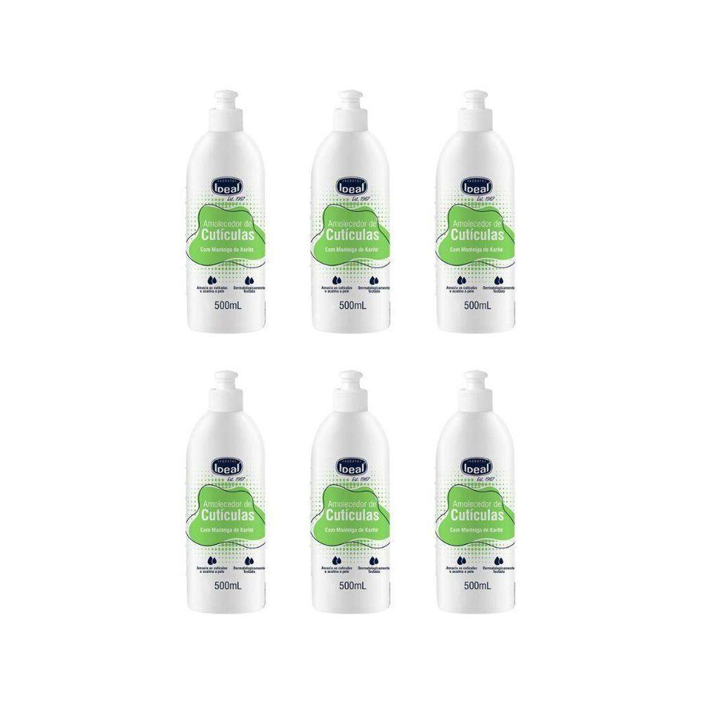 Amolecedor De Cuticulas Ideal 500Ml Com Oleo Mant Karite-6Un