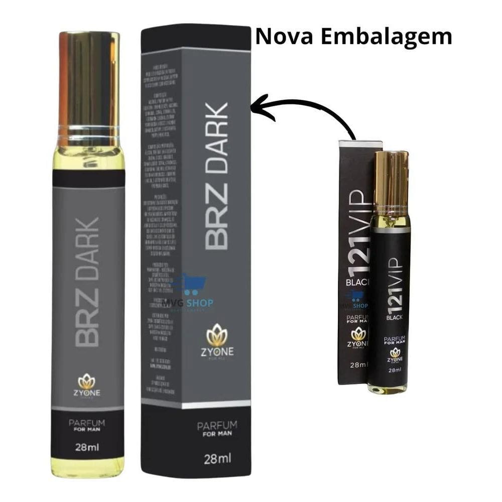 2X Perfume Masculino Zyone 121 Vip Black 28Ml - Alta Fixação