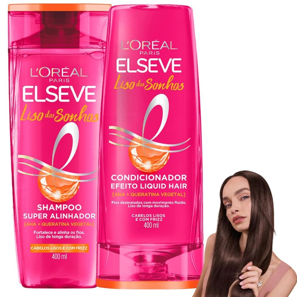 Kit Elseve Liso Do Sonhos Super Alinhador Efeito Liquid Hair