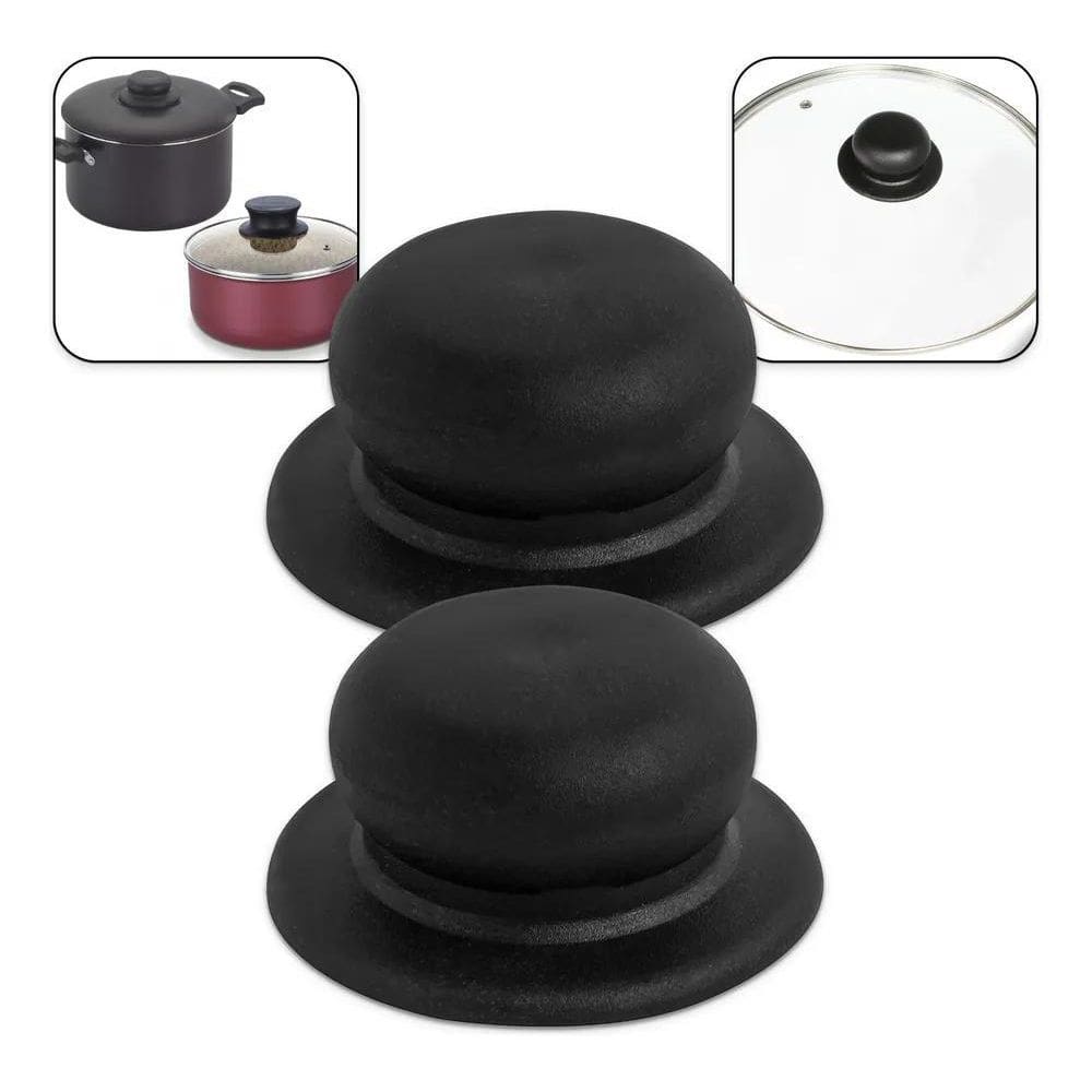 2X Kit Com 2 Puxadores Pomel Para Tampas De Panela De Vidro