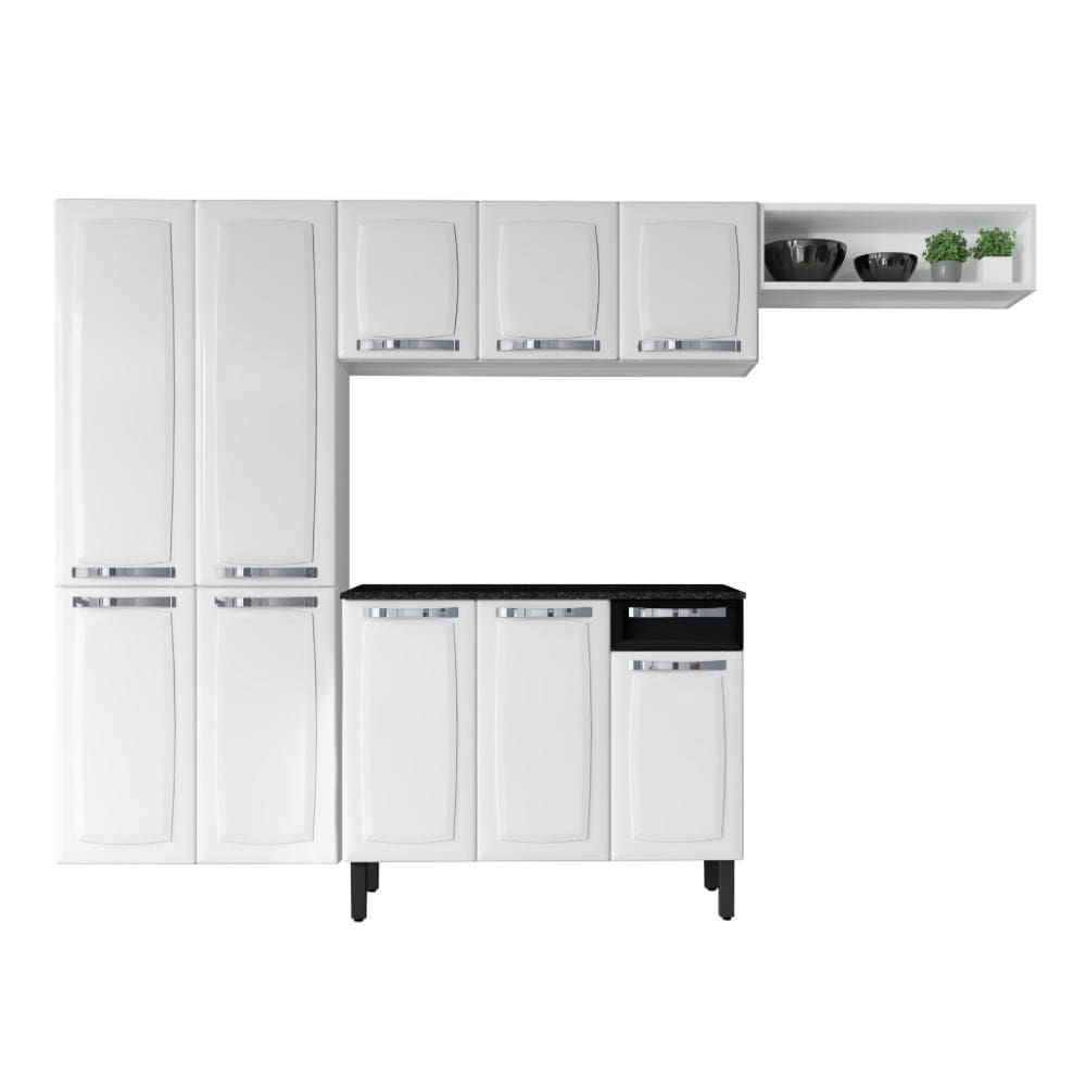 Cozinha Completa Rose Branca e Preta em Aço 4 Peças