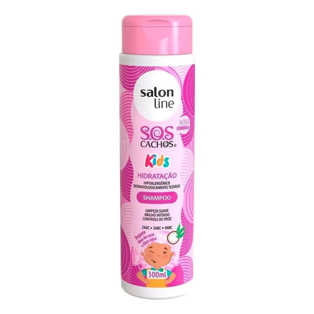 2X Shampoo S.O.S Cachos Kids Infantil Sem Sal Salon Line 300
