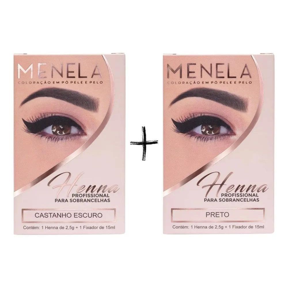 10X Combo Kit Henna Menela Castanho Escuro + Preto