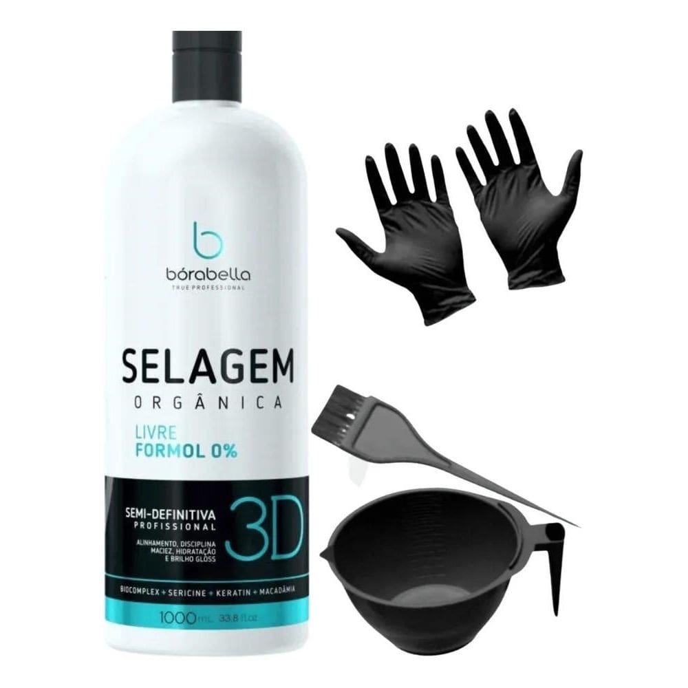 Selagem Térmica Organic Borabella 1L, Cumbuca, Pincel E Luva