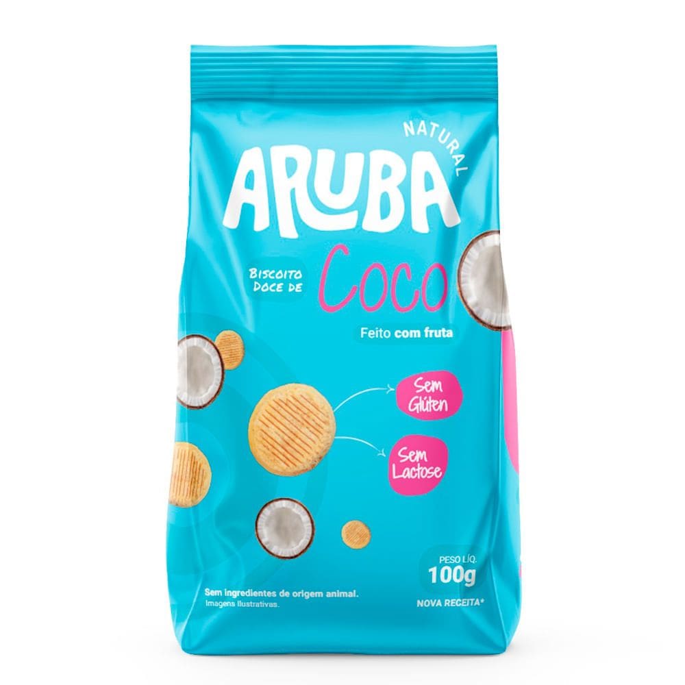 Biscoito Doce de Coco Aruba Natural Sem Glúten e Sem Lactose 100g