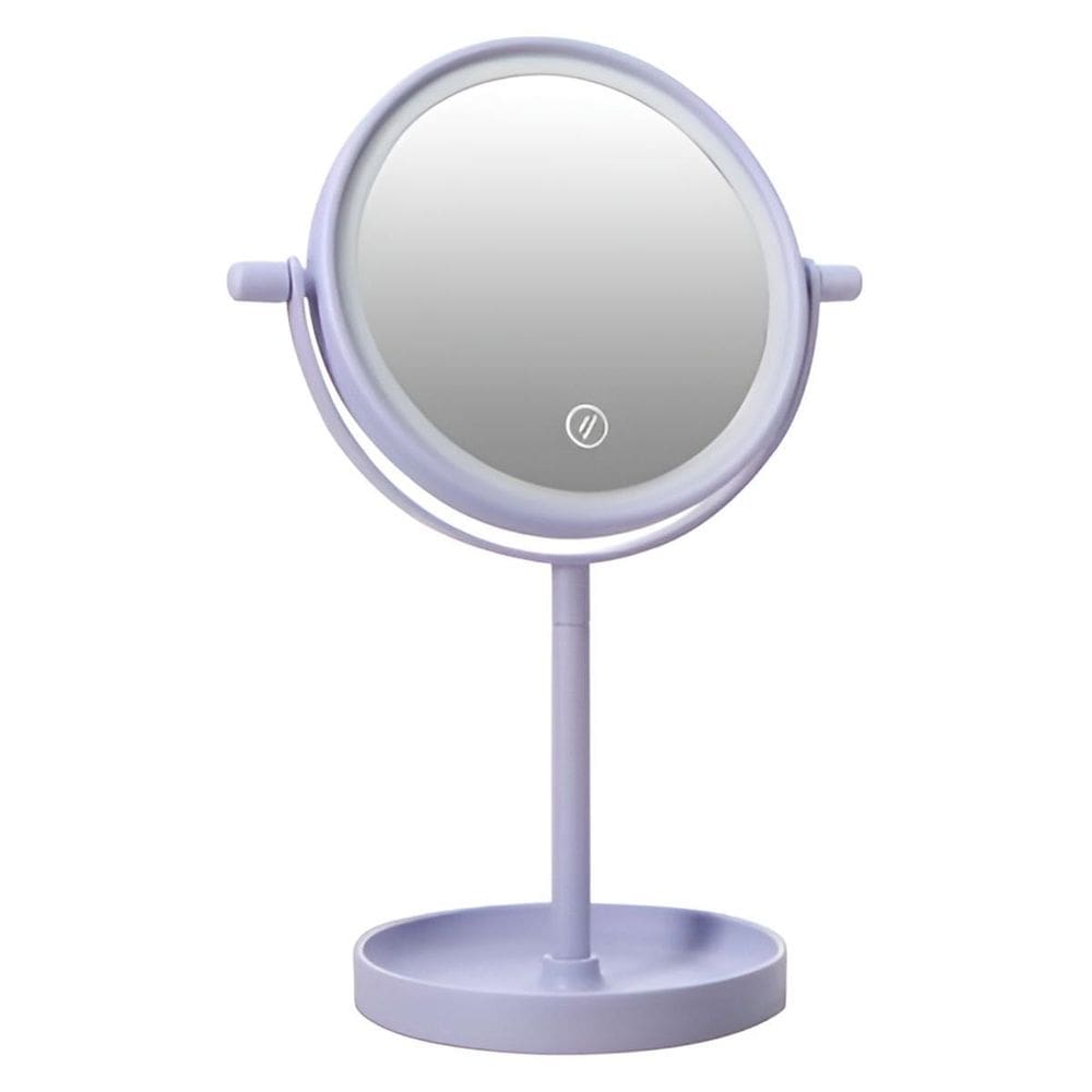 Espelho De Mesa Led Maquiagem Giratório Iluminado Lilás
