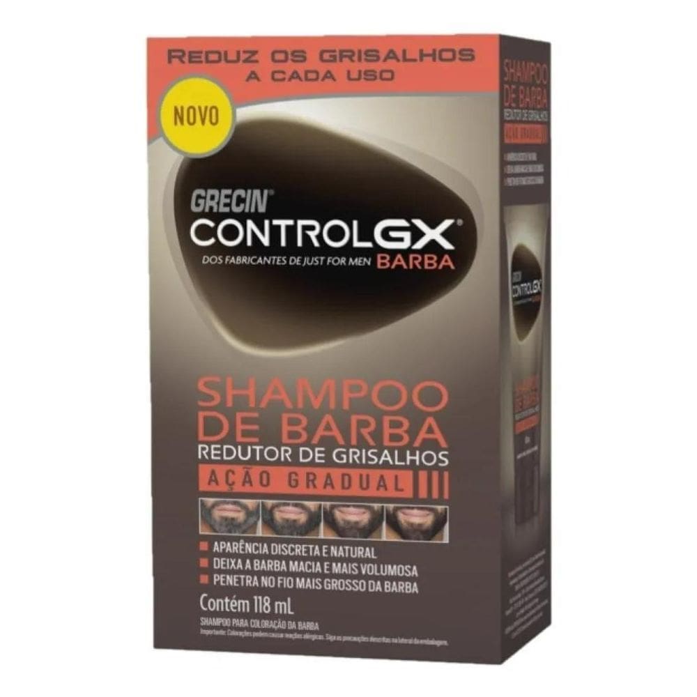 2X Grecin Control Gx Shampoo De Barba Redutor Grisalhos 118M