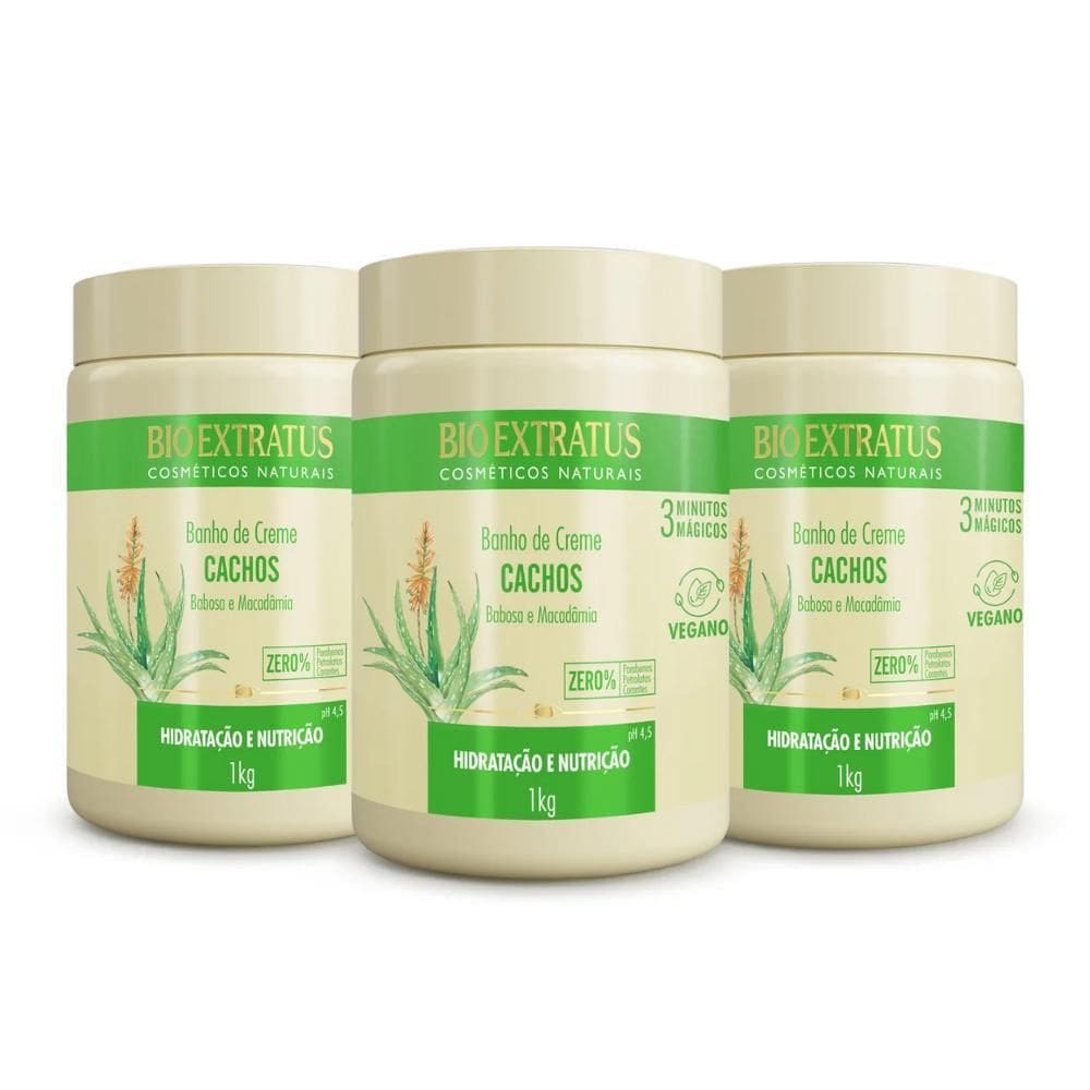 Kit Bio Extratus Banho De Creme Cachos 1Kg 3 Itens