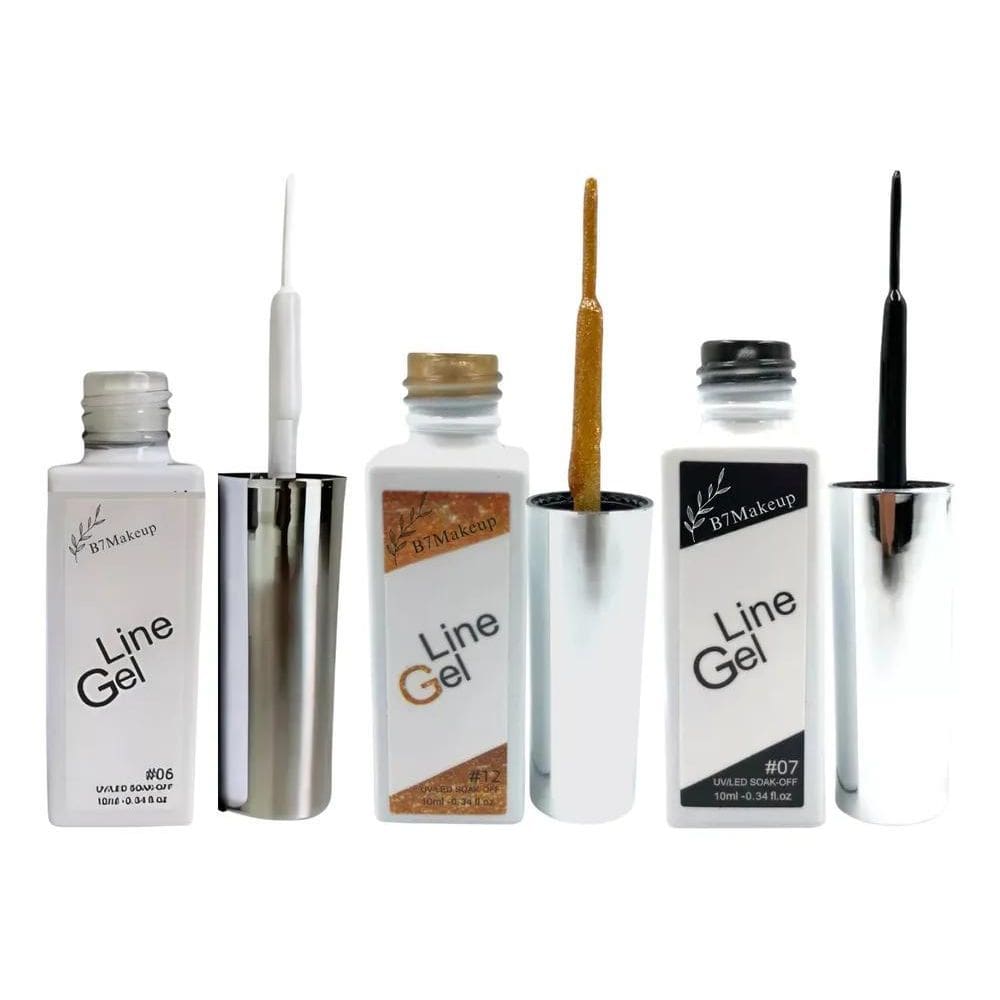 2X Kit Esmaltes Gel Ponta Fina 3Un Nail Art Unha Decorada Pr