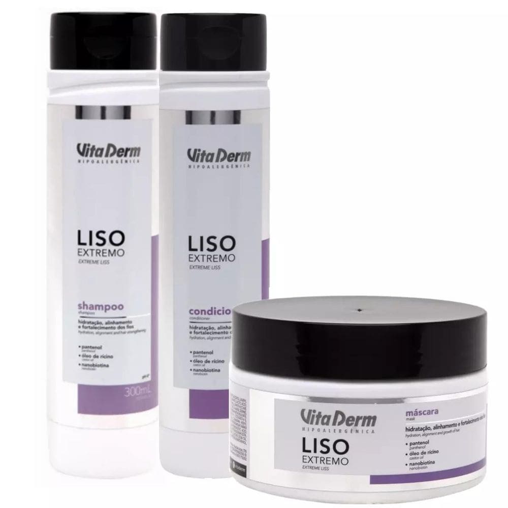 Kit Shampoo + Condicionador + Máscara Liso Extremo Vita Derm