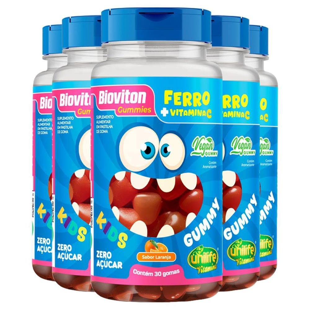 Gummy Kids Ferro + C Unilife 30 Gomas Laranja 5 Unidades