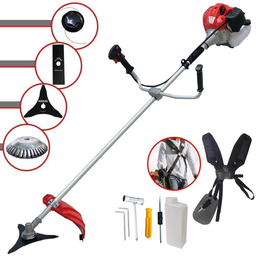 Roçadeira Lateral Anmax Cg430p-tb Plus À Gasolina 2 Tempos 43cc 2,0hp Profissional + Faca 3 Pontas Duraline 255mm