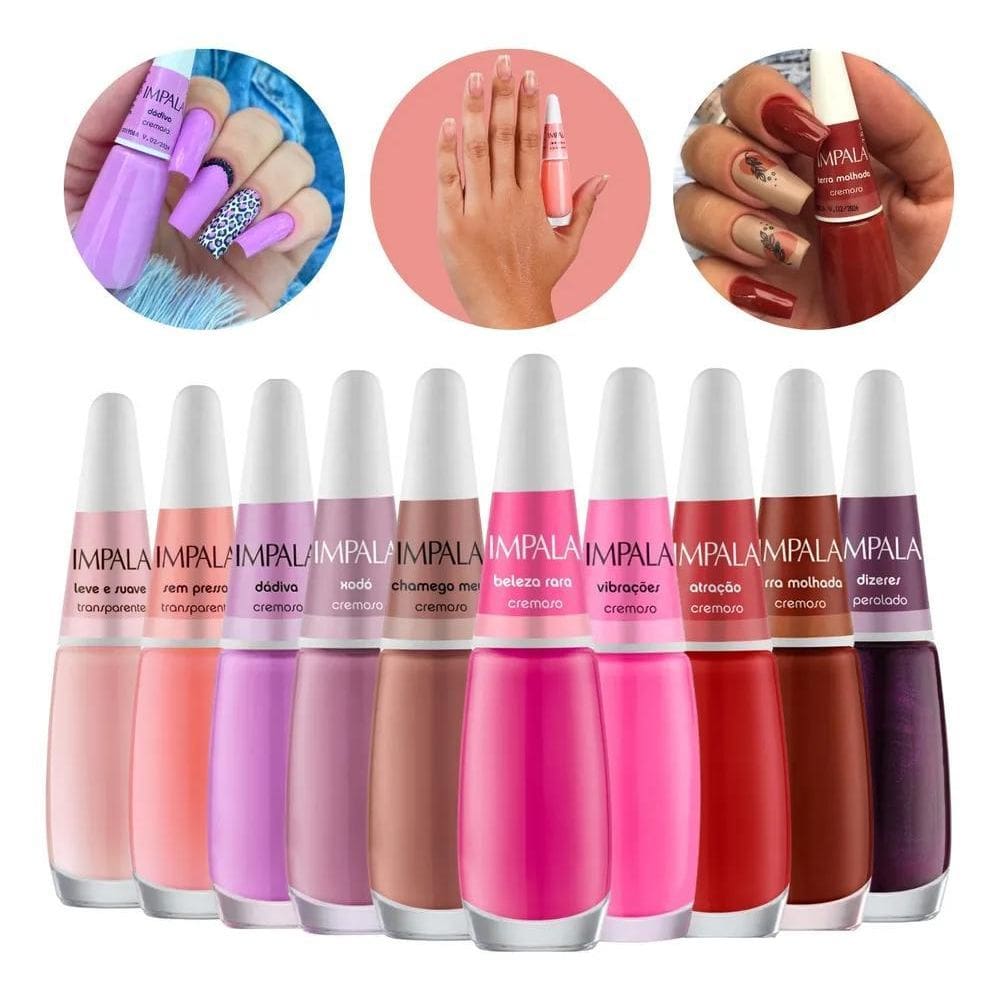 2X Kit 10 Esmaltes Impala Novo Lançamento Clássicos Rosado