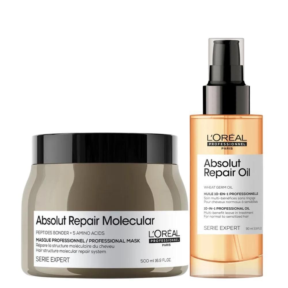 Kit L`Oréal Absolut Repair Máscara Molecular + Óleo 10 Em 1