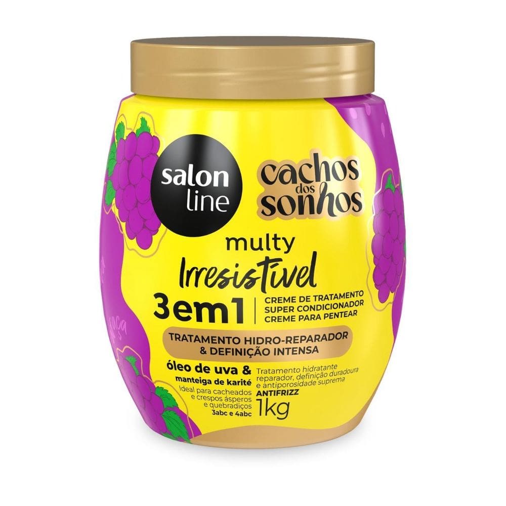 Creme Condicionador Cacheado Uva 3 Em 1 Multy Salon Line 1Kg