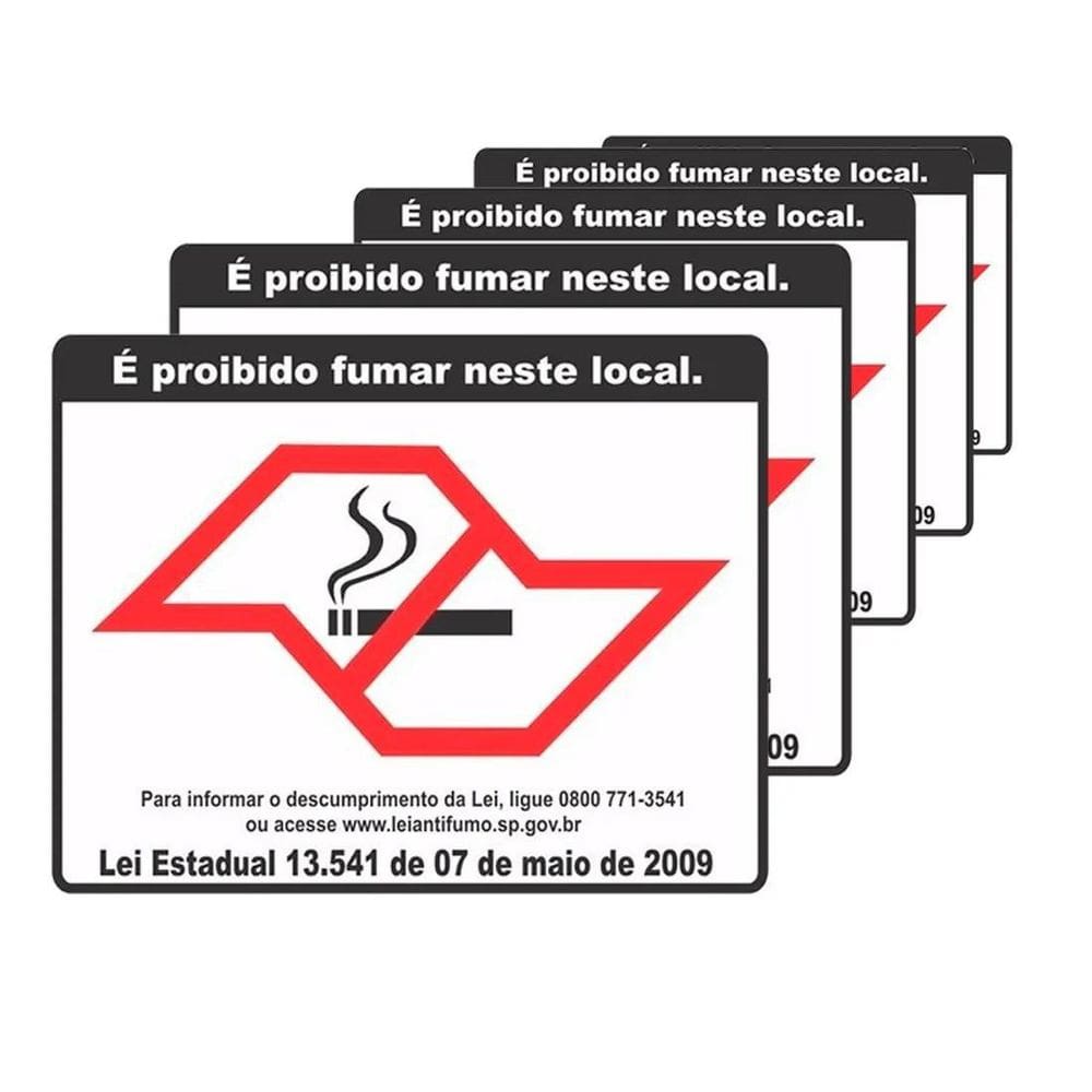 Kit Un 6 Placa Proibido Fumar Pvc Jaime