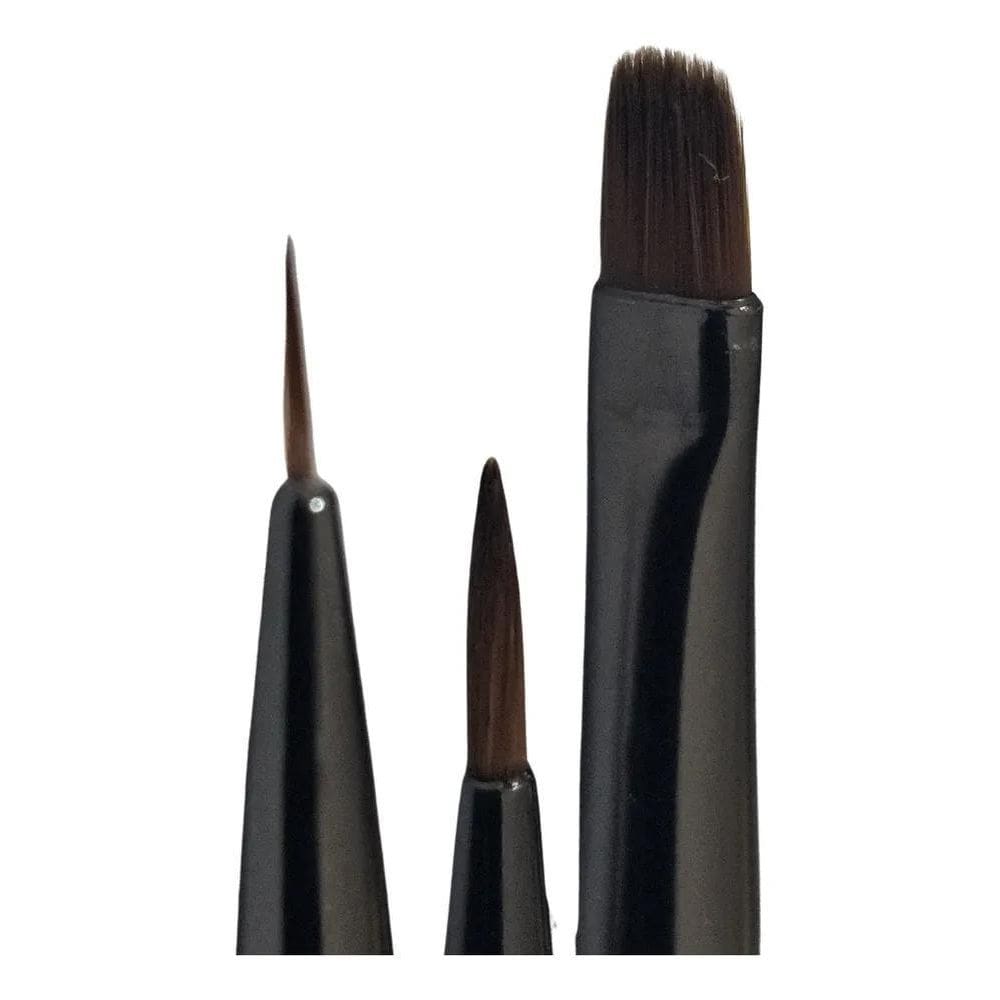2X Kit 3 Pinceis Fino Intermediário E Lingua De Gato