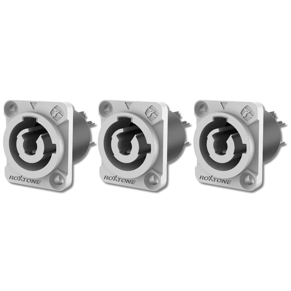 Kit 3 Conector Powercon De Painel Entrada Cinza Roxtone