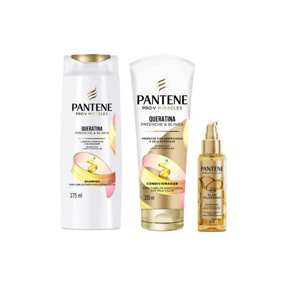 Kit Pantene Queratina 1 Sh 175Ml+ 1 Cond 150Ml+ 1 Oleo 95Ml