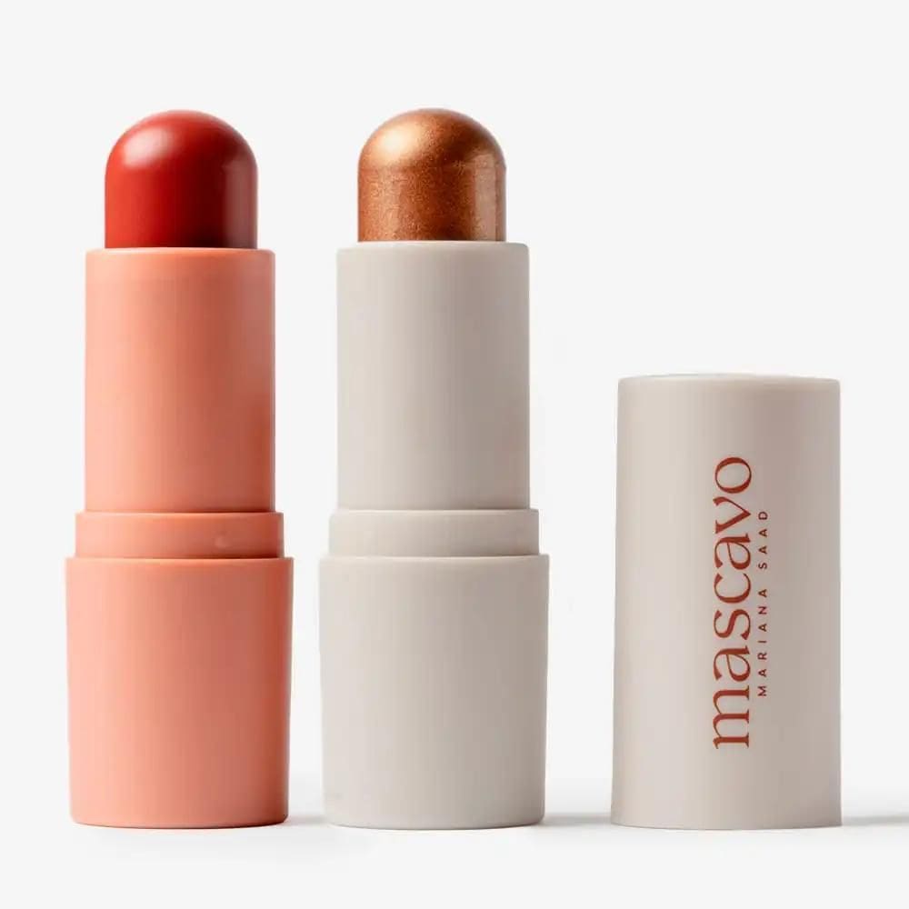 Kit Mascavo Blush Bastão Hibiscus 6G + Iluminador Brlêe