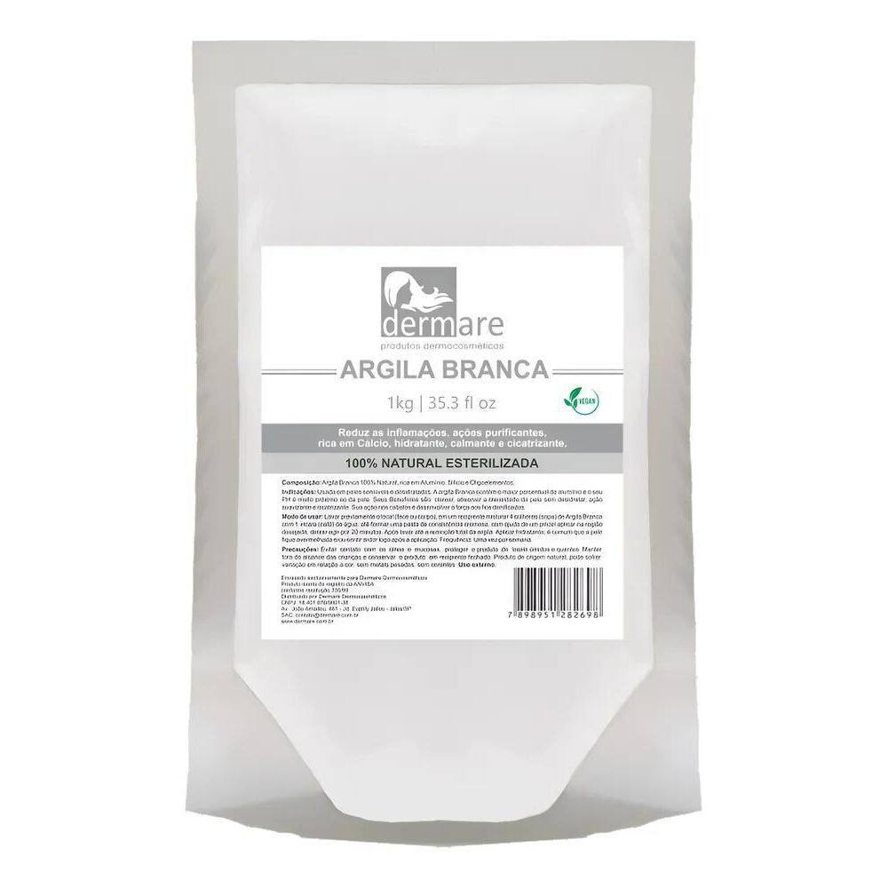 2X Dermare Argila Branca Máscara Facial Para Pele 1Kg