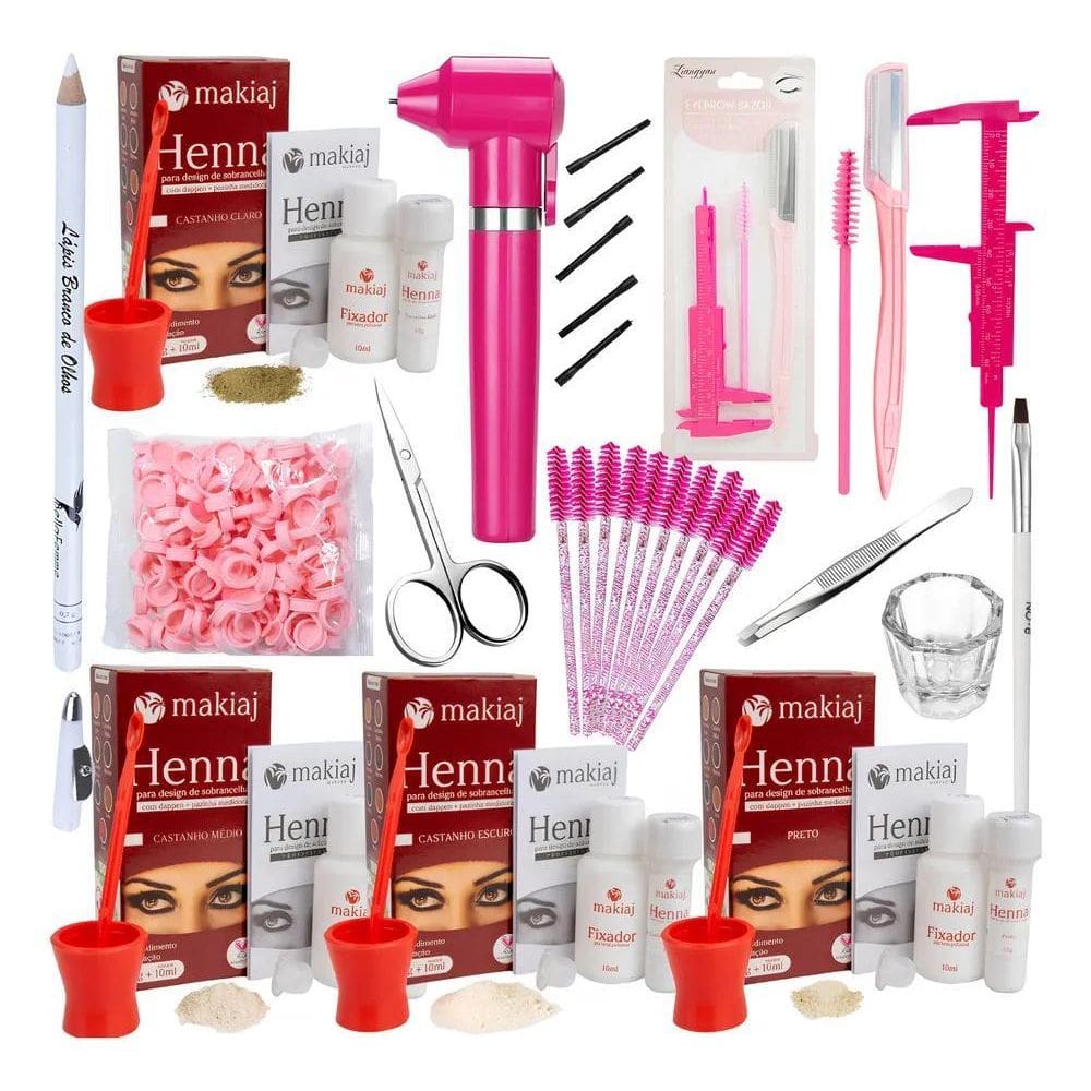 2X Kit Henna Designer De Sobrancelhas Com Mixer + Anel Batoqu