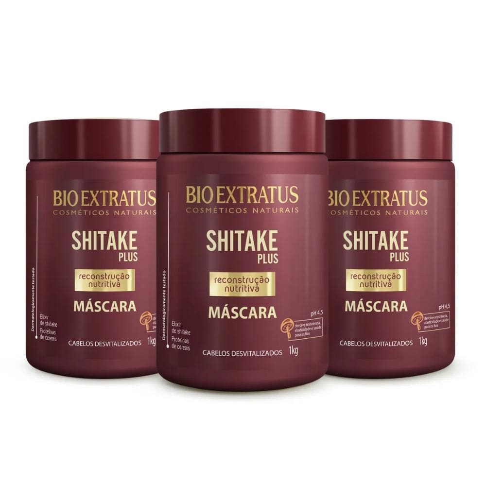 Kit Bio Extratus Máscara Shitake Plus 1Kg 3 Itens