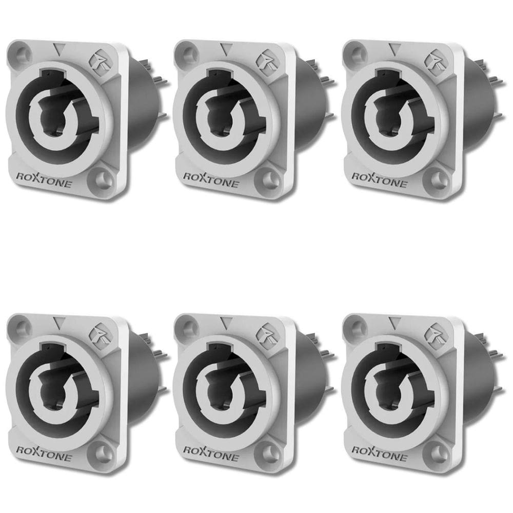 Kit 6 Conector Powercon De Painel Entrada Cinza Roxtone