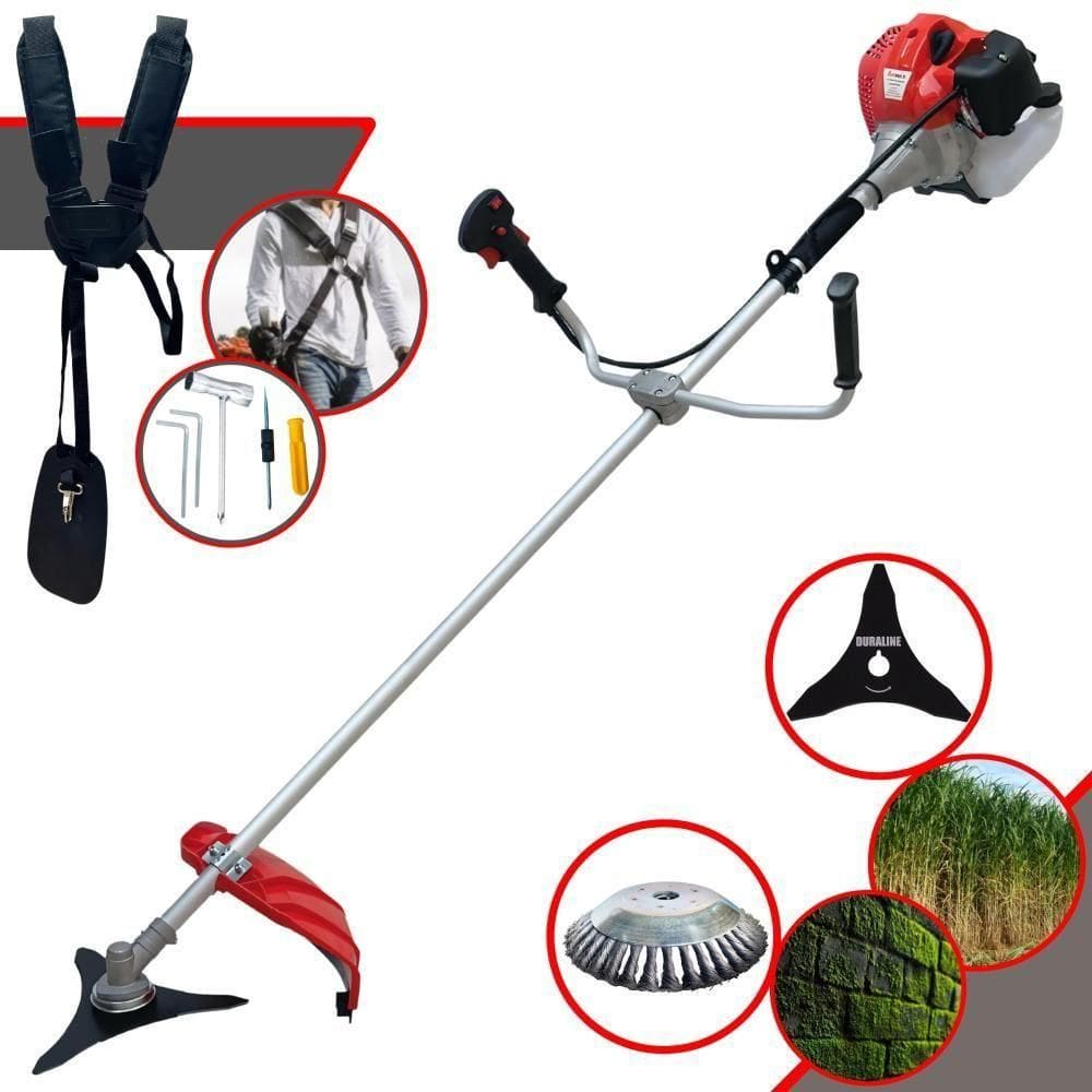 Roçadeira Lateral Anmax Cg430p-tb Plus À Gasolina 2 Tempos 43cc 2,0hp Profissional + Faca 3 Pontas Duraline 255mm