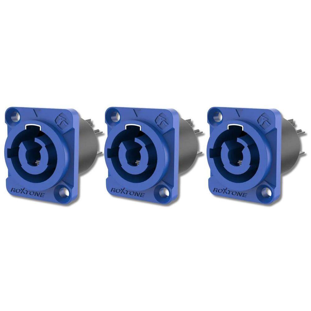 Kit 3 Conector Powercon De Linha Macho Azul Roxtone