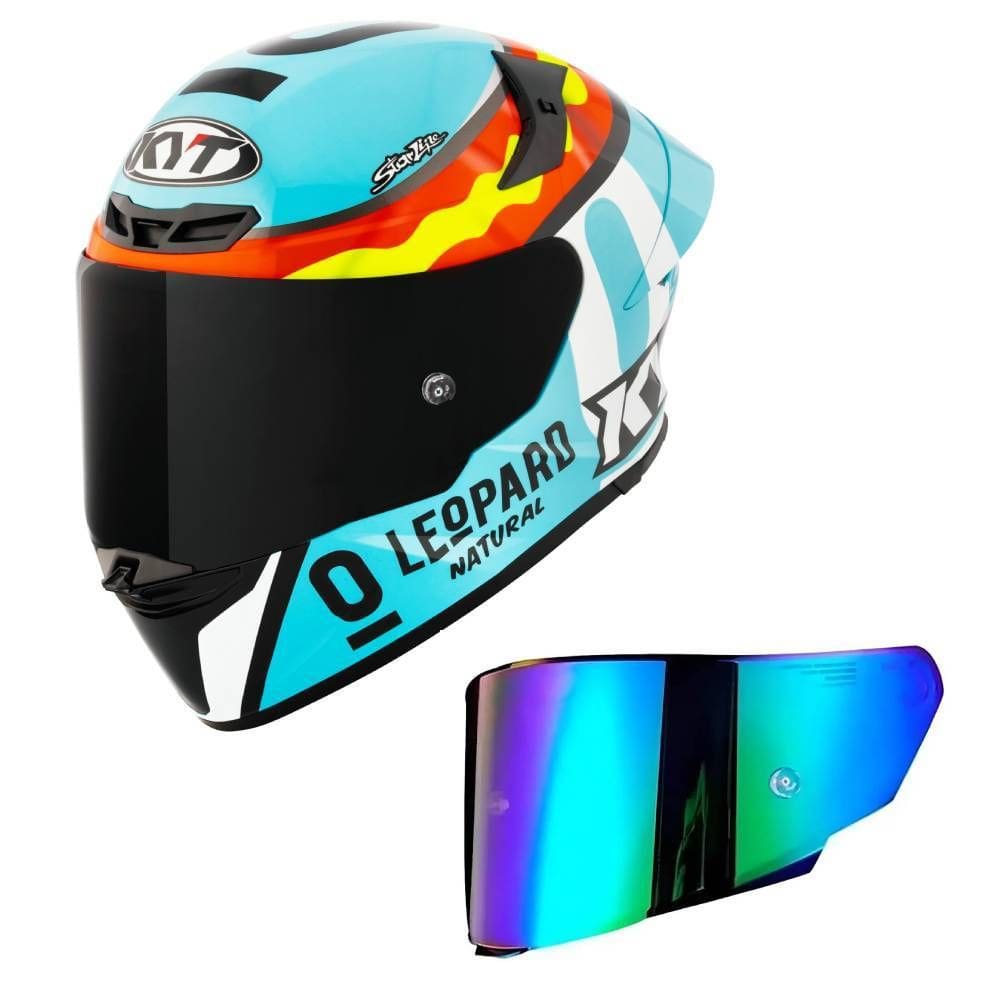 Capacete KYT TT Revo Leopard Spaniard Azul Mais Viseira Camaleão