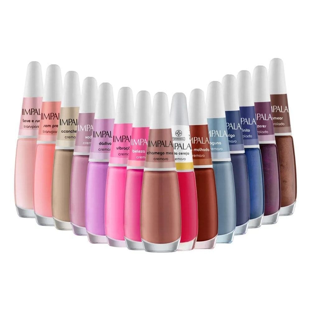 2X Kit 15 Esmalte Impala Combo Tons Azuis Rosas Coleção Inve