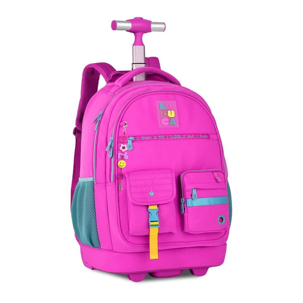 Mochila Carrinho Luluca Bolsa Escolar Meninas Design Rosa