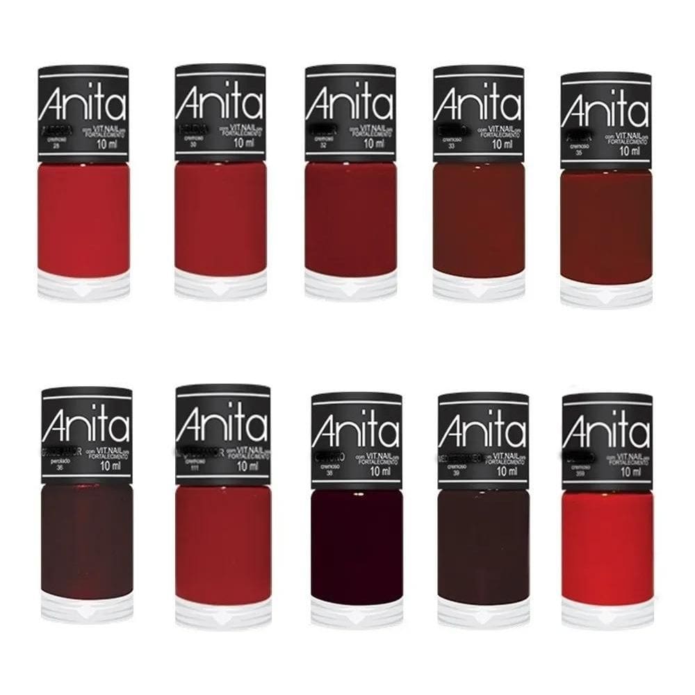 2X Esmaltes Anita Coleção De Vermelhos Clássicos Com 10 Core