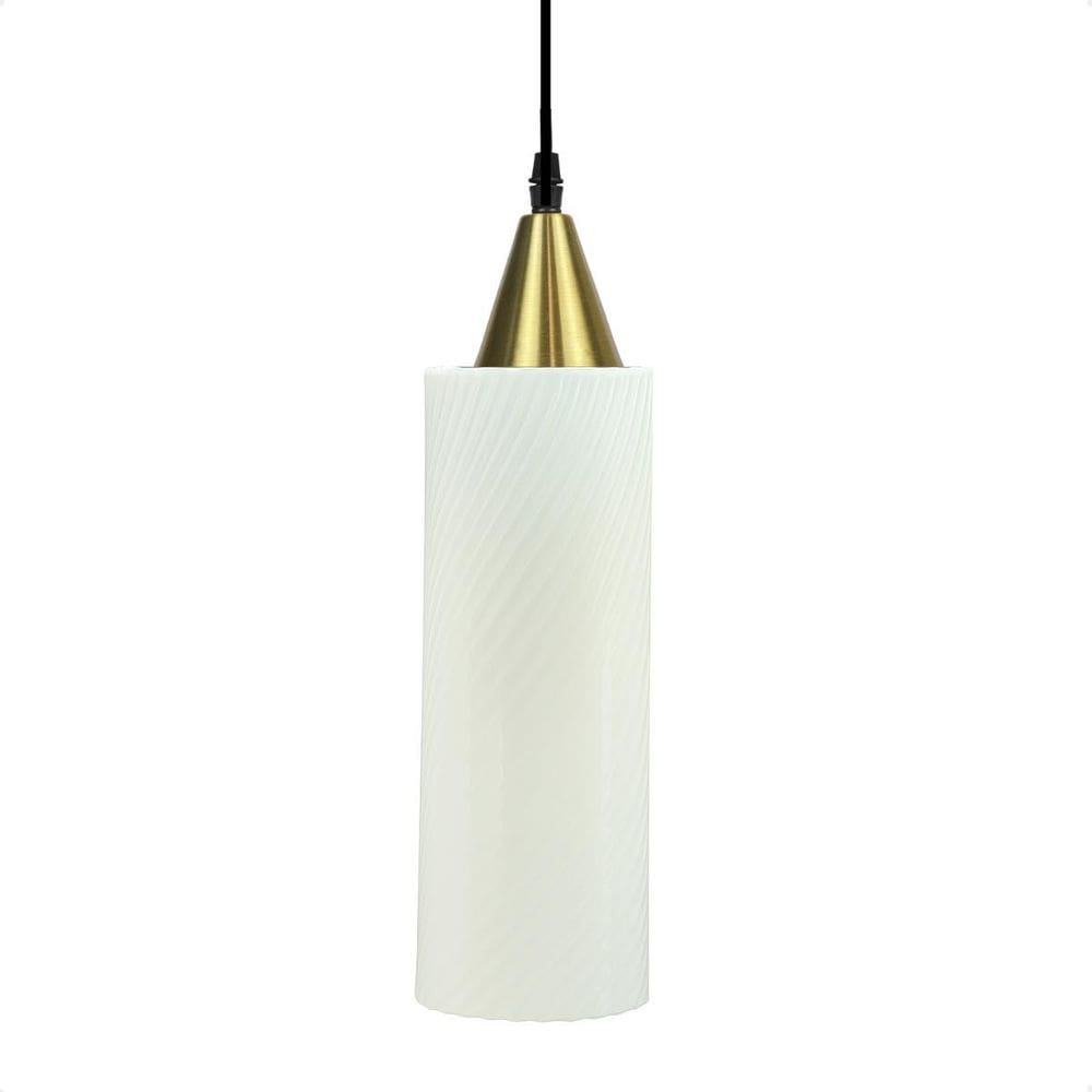 Lustre Pendente Taschibra Anne 20Cm Leitoso E27 Bivolt Ouro