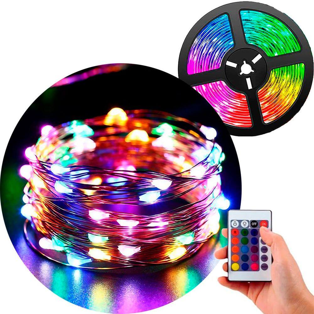 Fio De Fada Natal Musical 200 Lâmpadas LEDs Colorido USB 20m