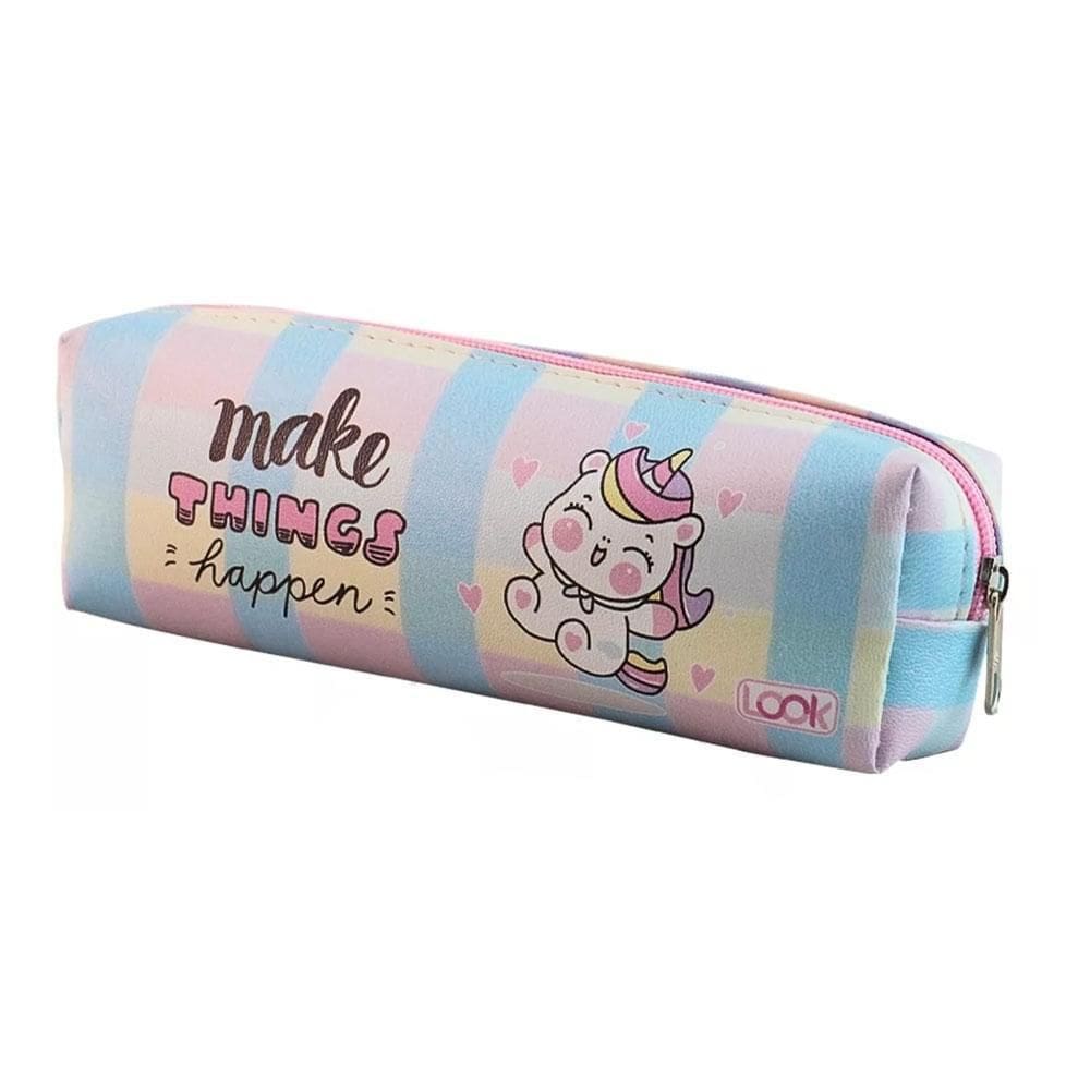 Estojo 1 Divisória Retangular Unicórnio Look