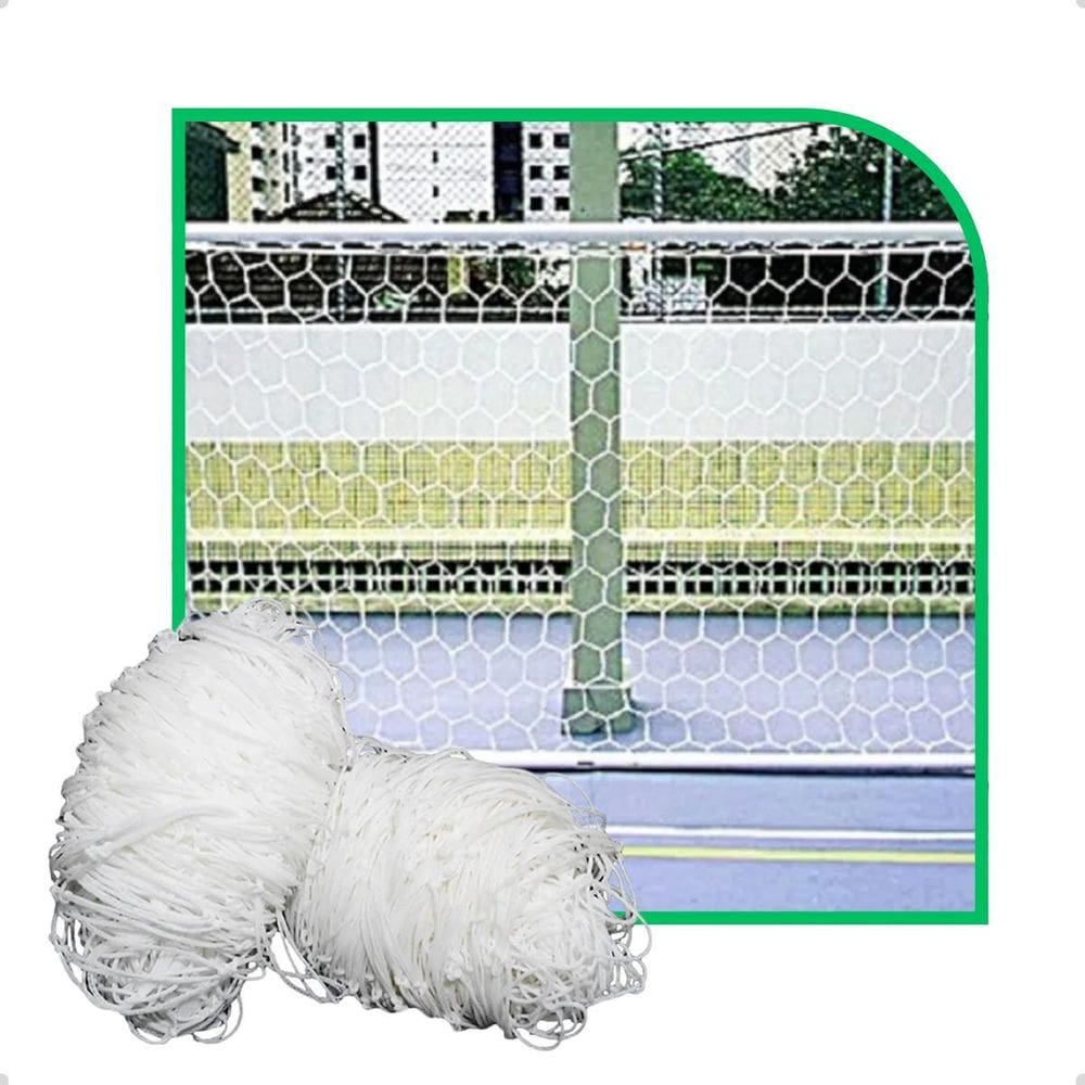 Par De Rede De Futebol Salão Colmeia Fio 6Mm Seda Sports