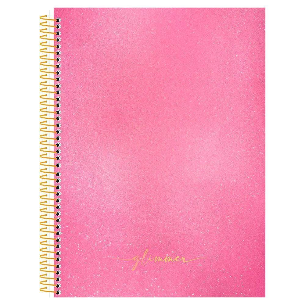Caderno Colegial 10 Matérias 160Fl Glimmer Rosa Animativa