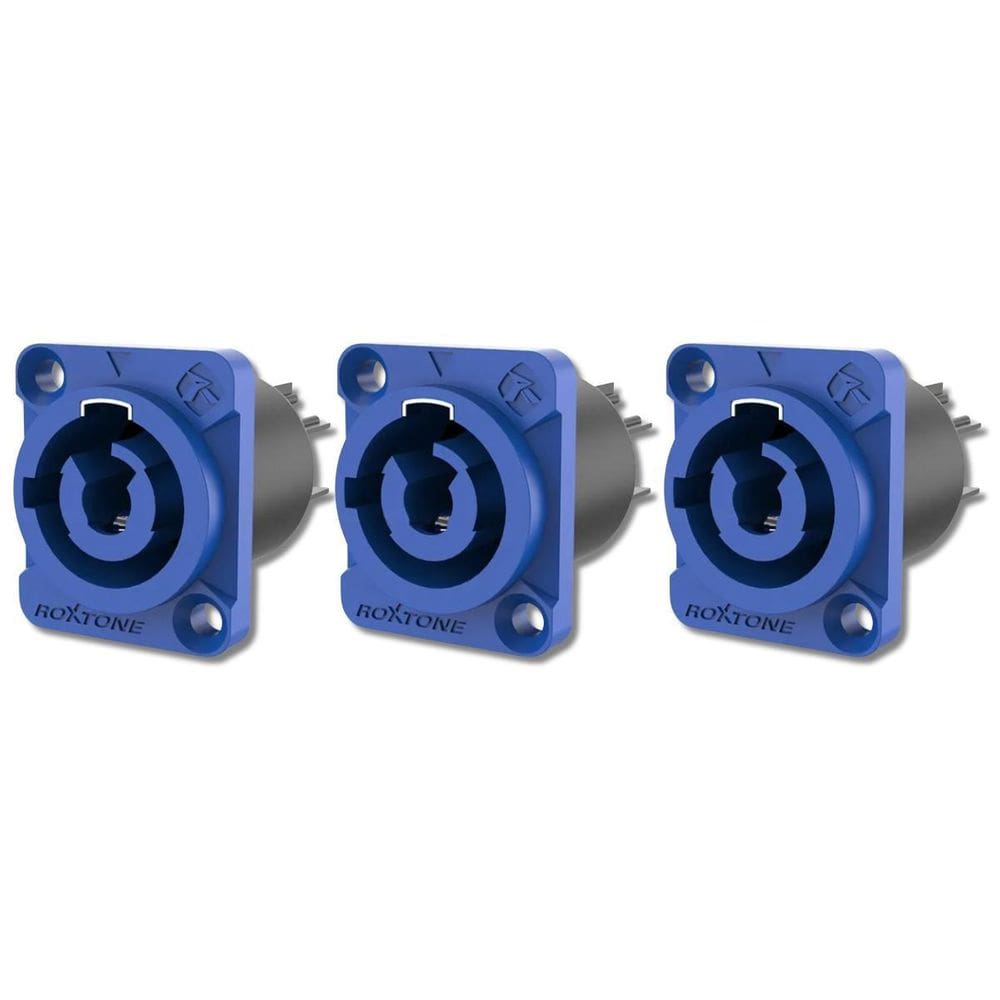 Kit 3 Conector Powercon De Linha Macho Azul Roxtone