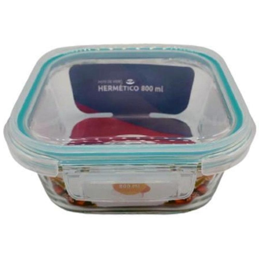 Pote De Vidro Hermetico Quadrado 800 Ml