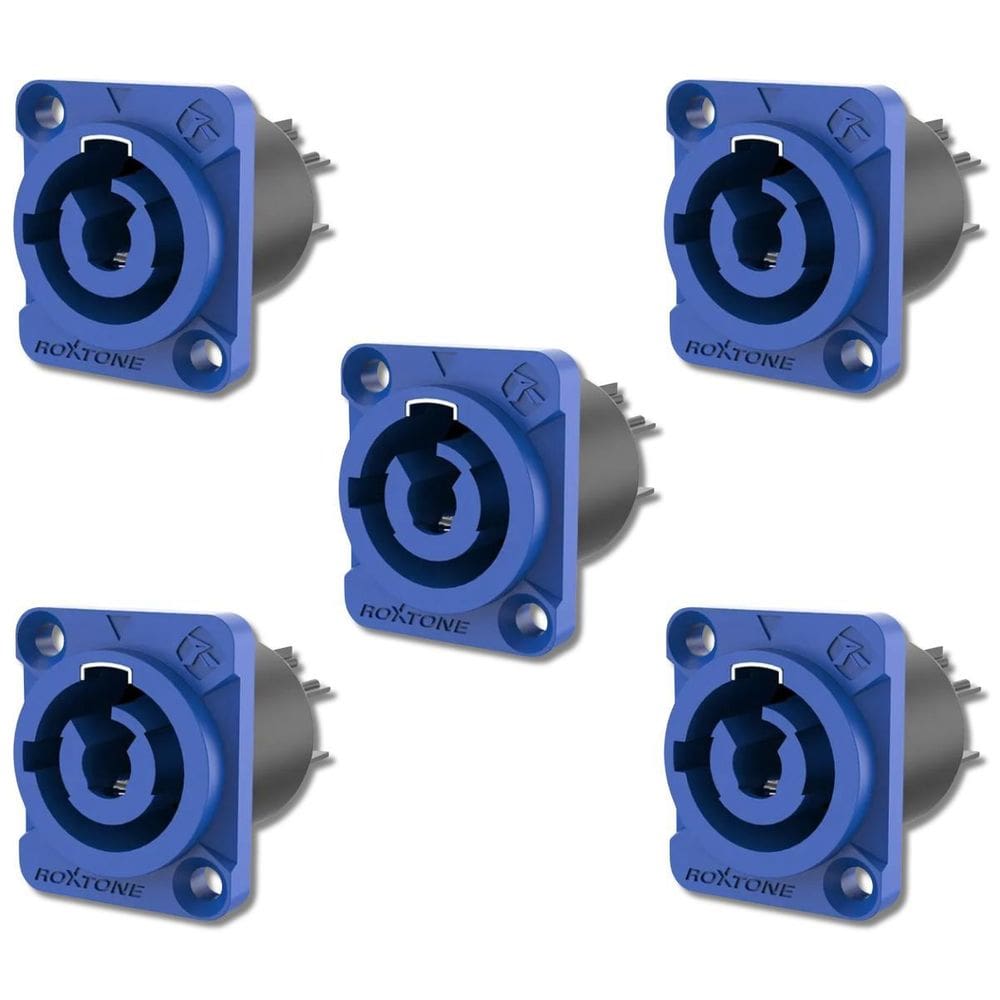 Kit 5 Conector Powercon De Linha Macho Azul Roxtone