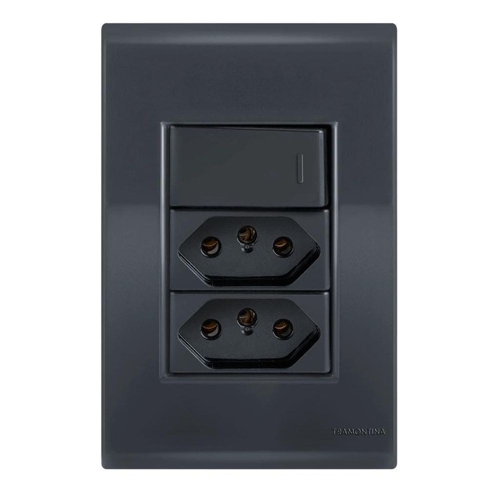 Conjunto 1 Simples + 2 Tomadas 20A - Tramontina Liz Grafite