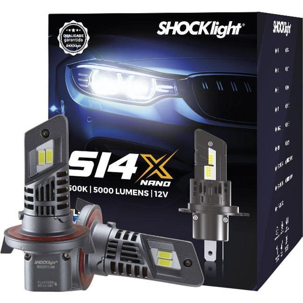 Lâmpada Led Shocklight S14X S14 X Nano H13 5000 Lumens 6500K