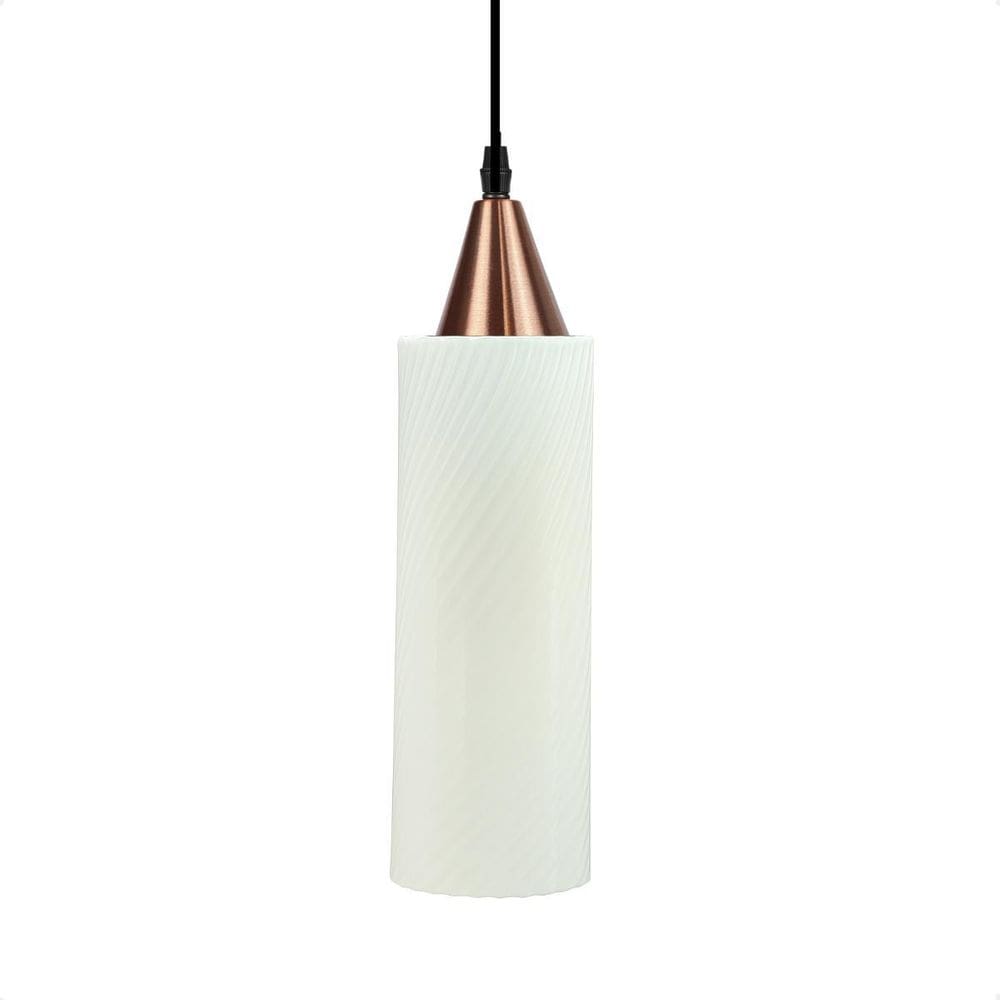 Lustre Pendente Taschibra Anne 20Cm Leitoso E27 Bivolt Cobre