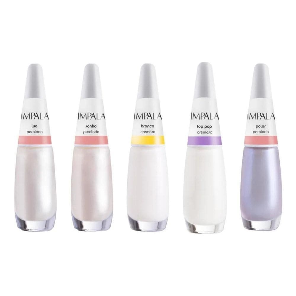 2X Kit Esmalte Impala Manicure Francesinha 5 Cores