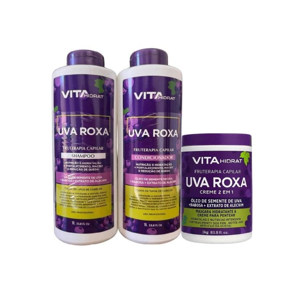 Kit Redução De Queda E Nutrição Capilar Uva Roxa Vitahidrat