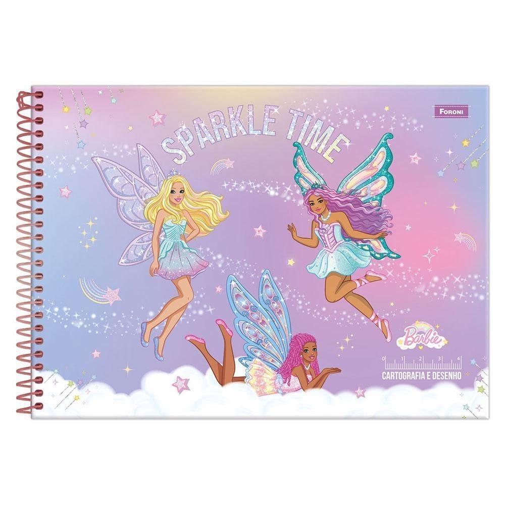 Caderno Cartográfia Mm 80Fls Barbie Dreamtopia Fadas Foroni