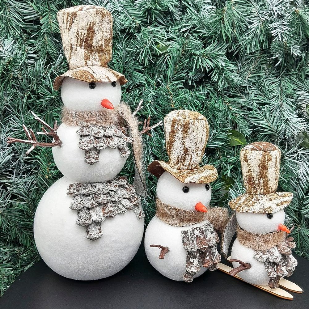 Bonecos De Neve Cartola Enfeite Natalino Em Isopor Kit 3pçs