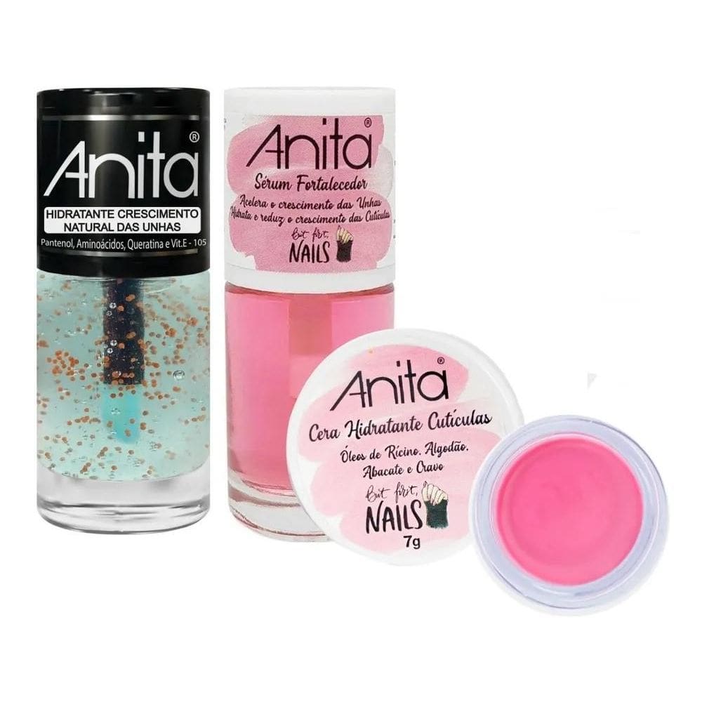 2X Esmalte Anita Cera + Sérum Fortalecedor + Hidratante